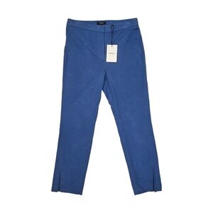 Theory Pants Slim Leg Moleskin Twill Slit Crop Length Prussian Blue sz 4 NWT